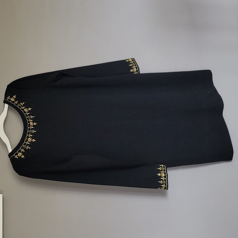 Nina Leonard's dress, size L with golden embroidery